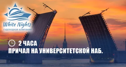Скидка до 42% на ночную прогулку с разводом мостов на однопалубном теплоходе